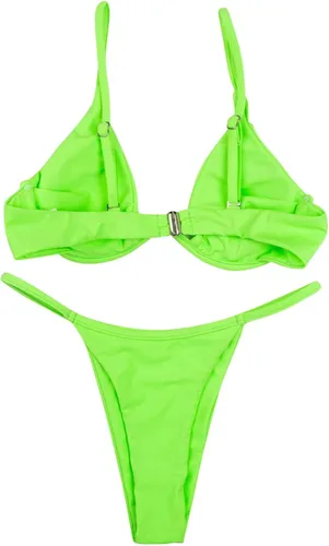 Miniatura 6 de Conjunto de bikini triangular para mujer, de corte alto, con lazo lateral, de 2 piezas, con lunares, con cordón halter