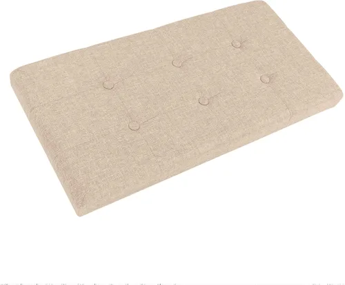 Miniatura 10 de Lavish Home Otomana plegable de almacenamiento, juego de 2 reposapiés copetudos de 30 pulgadas, baúl o banco de lino con contenedor extraíble