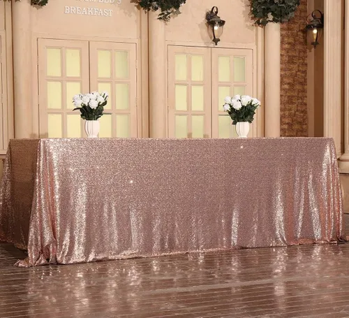 Miniatura 10 de Juya Delight Mantel rectangular de lentejuelas color azul bebé de 50 x 80 pulgadas para fiesta, cena, banquete, festival, boda, aniversario