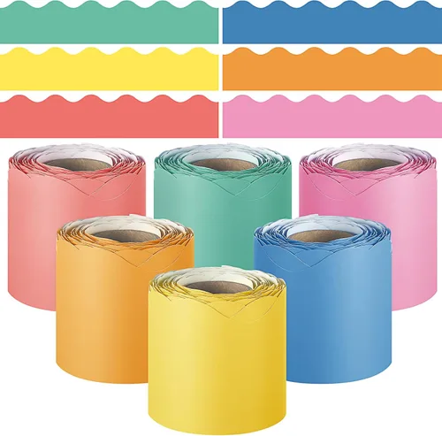 Miniatura 12 de TaoBary 6 Rollos 59.98 m Decoraciones de Bordes de Tablero de Anuncios de Navidad y de Invierno para el Aula, Bordes Dentados para Tablero de negro
