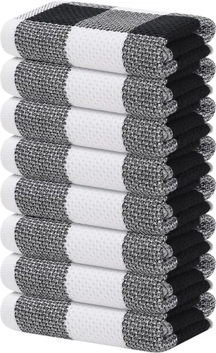 Miniatura 40 de Homaxy Paños de cocina 100% algodón, tejido gofre a cuadros, 12 x 12 pulgadas, toallas para platos súper suaves y absorbentes, de secado rápido
