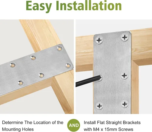 Miniatura 6 de Soporte plano recto de 140 x 50 x 2 mm, placa de reparación plana plateada Masendelk de acero inoxidable para fijación de esquina de muebles