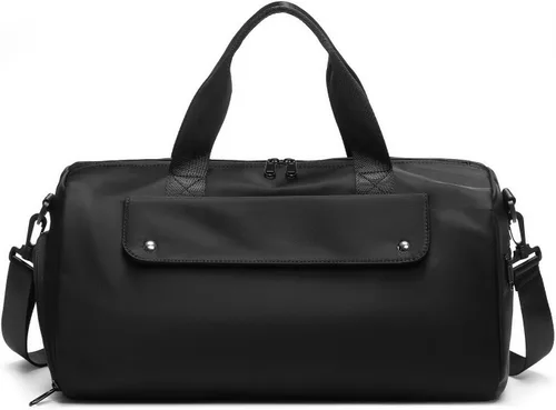 reeyee Bolsa de gimnasio pequeña, bolsa de lona impermeable negra para hombres, bolsa de entrenamiento Cordura con funda de carretilla, bolsa de