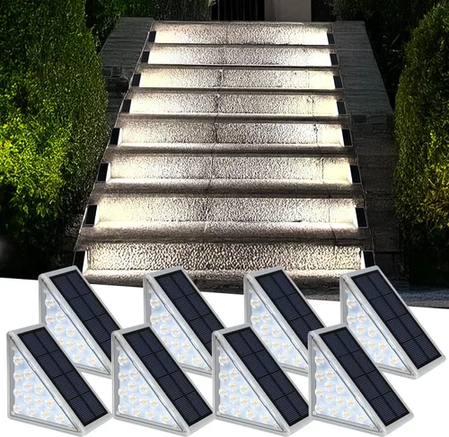 Miniatura 9 de AUDLES Luces solares LED impermeables para escaleras, luces de escalera para exteriores, luces solares blancas cálidas IP67, luces decorativas