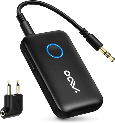 YMOO Adaptador Bluetooth de avión para AirPods, transmisor Bluetooth receptor para TV, con aptX adaptativo y baja latencia, adaptador de audio