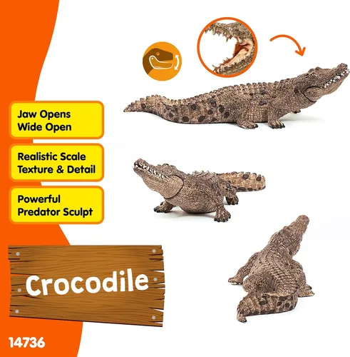 Miniatura 2 de Schleich Wild Life, juguete realista de animales salvajes para niños y niñas, figura de juguete de cocodrilo con mandíbula móvil
