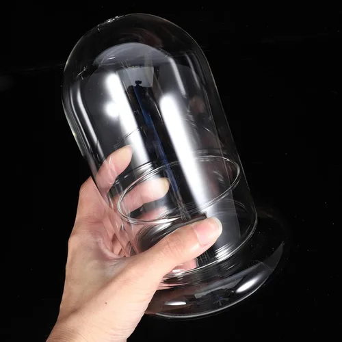 Miniatura 5 de 2 cúpula de cristal Cloche con orificio de aire y base, terrario de vidrio transparente, cúpula de humedad para plantas pequeñas, decoración de mesa