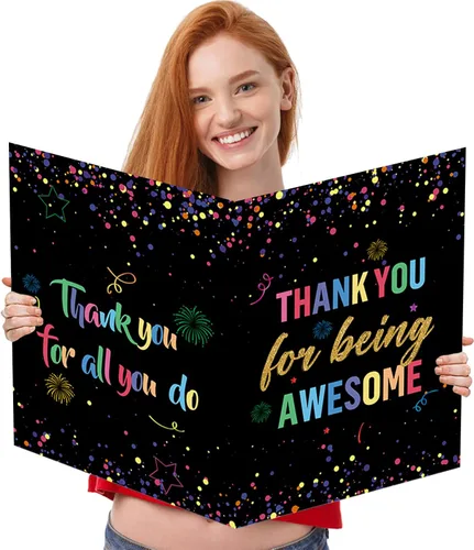 Miniatura 17 de Idealmuzik Tarjeta Jumbo de Feliz 10º Aniversario – Tarjeta de Felicitación de Congratulaciones Grande Plegada de 14x22 Pulgadas con Sobre, Tarjeta
