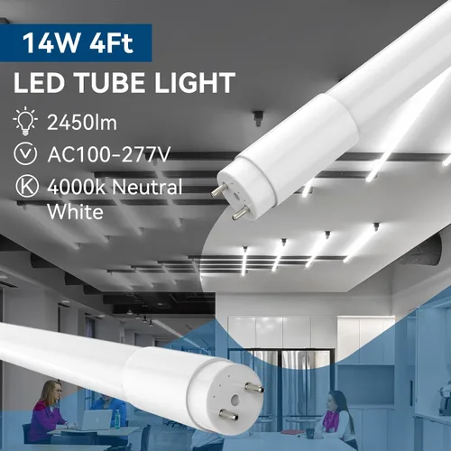 Miniatura 7 de JESLED Paquete de 4 tubos LED T8 de 4 pies, repuesto fluorescente, 48 pulgadas, 14 W, 2450 lm, 4000 K, potencia de extremo simple o doble, tipo A+B