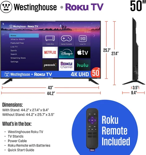 Miniatura 8 de Westinghouse TV 4K de 50 pulgadas y barra de sonido 5.1.2