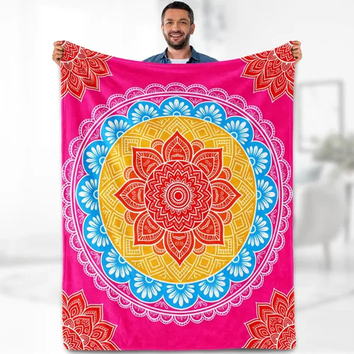 Miniatura 19 de Aimego Elephant Blanket Throw 50"x60" Boho Mandala Pattern Decorative Blanket Soft Lightweight Cozy Throw for Couch Sofa Bed Living Room Cultural