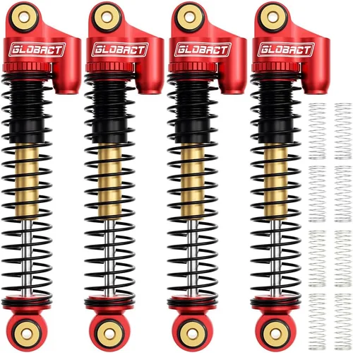 GLOBACT Amortiguadores delanteros y traseros de aluminio de 2.047 in para 1/24 Axial SCX24 Bronco/C10/JLU CRC/Deadbolt/Gladiator Accesorios de Rojo