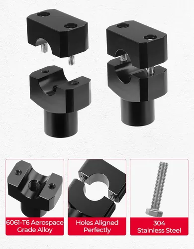 Miniatura 4 de KEMIMOTO Elevadores de manillar de motocicleta de 1 pulgada, elevadores de motocicleta de aleación de aluminio, altura de elevación de 1.5 pulgadas
