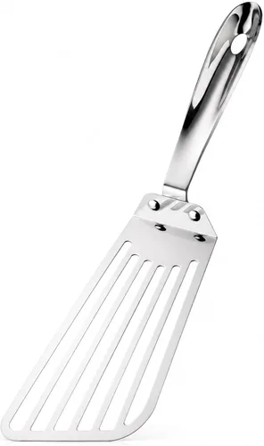 KSENDALO Espátula de metal para peces, volteador de huevos de acero inoxidable, muy fina pero resistente, flexible para voltear peces delicados,