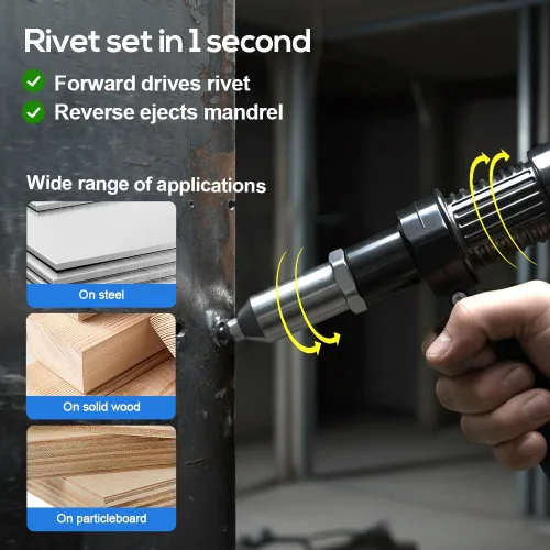 Miniatura 6 de Kit de adaptador de pistola remachadora eléctrica profesional, nuevo adaptador de taladro de tuerca de remache eléctrico 2026, herramienta de 1 set