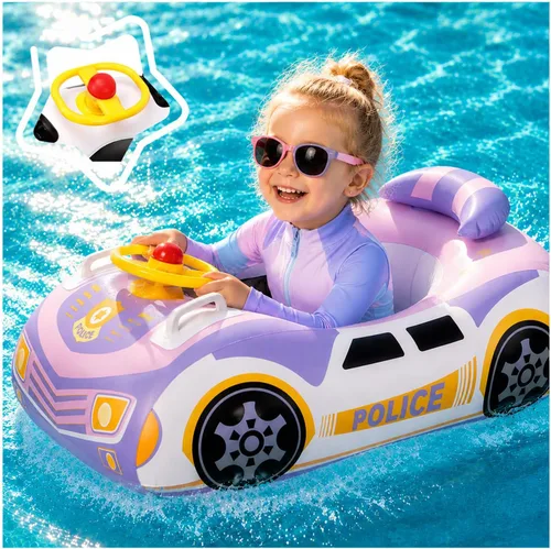 Miniatura 9 de Flotador de piscina 3D de coche de policía para niños, flotadores inflables de piscina para bebés, flotador de natación para bebés con mango