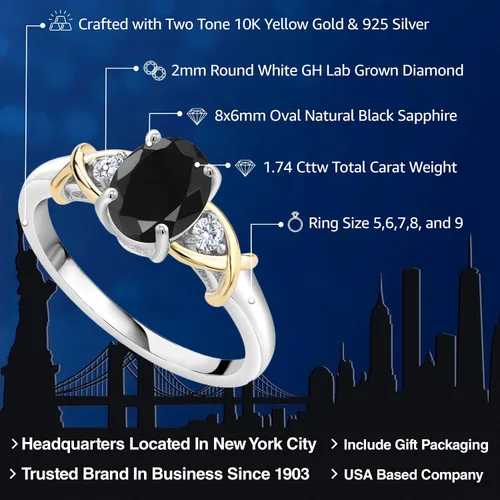 Miniatura 18 de Anillo de compromiso de oro amarillo de 10 quilates y plata 925 con piedra natal y diamantes cultivados en laboratorio para mujer, ovalado de 0.315