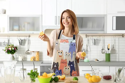 Miniatura 2 de Delantal de cocina ajustable impermeable para mujeres con 2 bolsillos, delantal de chef de cocina, jardinería, divertidos delantales de barbacoa