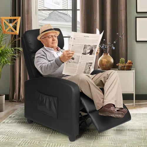 Miniatura 3 de POWERSTONE Silla reclinable de piel sintética con función de masaje, silla reclinable pequeña, sofá individual, silla de cine en casa con cojín más