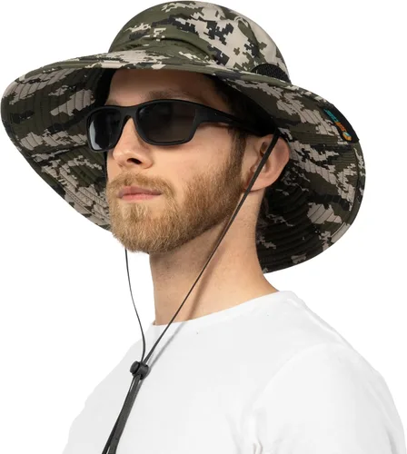 Miniatura 9 de SUN CUBE Sombrero de ala ancha para hombres y mujeres, sombreros de pesca, protección solar UV, sombrero de pescador, sombrero de pescador