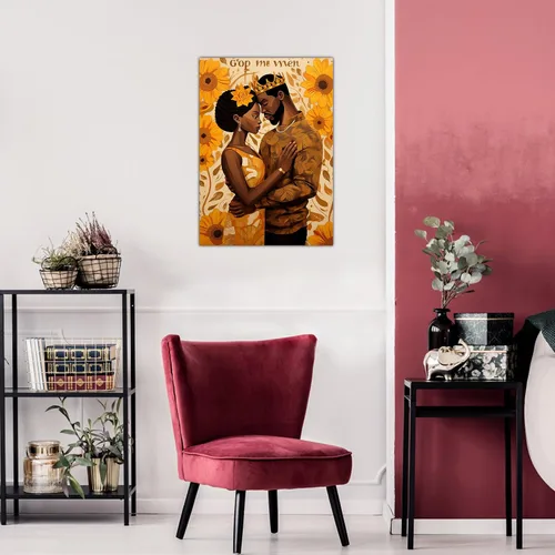 Miniatura 13 de Arte de pared afroamericano, decoración de rey y reina bailarín negro para sala de estar, arte de pareja de amor negro para dormitorio, lienzo