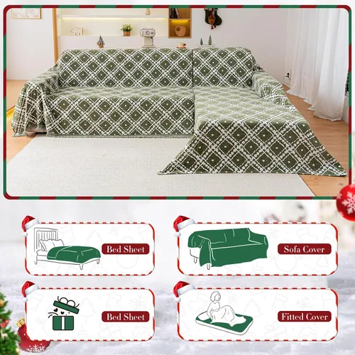 Miniatura 5 de Funda Reversible para Sofá Manta, Funda de Sofá de Navidad, Manta Funda de Sofá de Chenilla, Fundas de Sofá de Navidad Lavables, 71"×118" Fundas