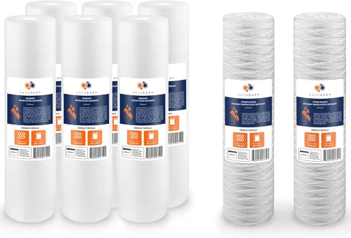 Aquaboon Paquete de 6 cartuchos de repuesto de filtro de agua de sedimentos de 5 micrones de 20 x 4.5 pulgadas y cartucho de filtro de agua Aquaboon