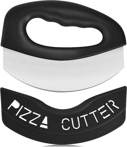 Urbanstrive Cortador de Pizza de Acero Inoxidable para Trabajo Pesado con Tapa, Cuchillo de Pizza de Hoja Súper Afilada Cortador de Pizza Balancín,