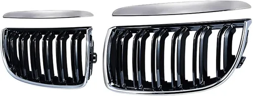 Miniatura 11 de Rejilla de Riñón Cromada con Malla Brillante en Negro Compatible con BMW 323i 325xi 330i 328i 328xi 335i 335xi E90 E91 Pre-LCI de 2005-2008