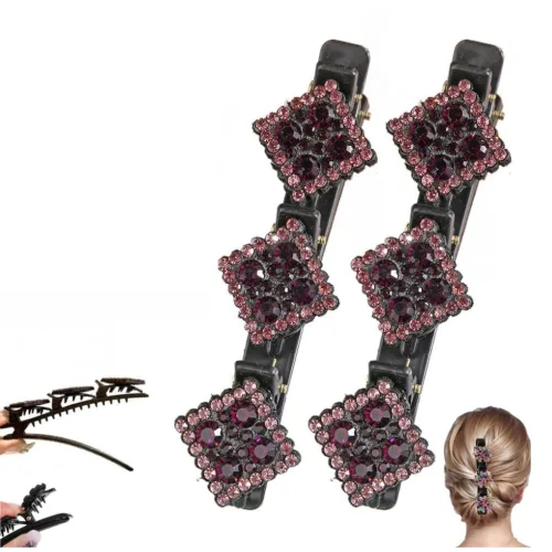 Miniatura 14 de Pinzas de pelo trenzadas para mujeres y niñas, 2025 nuevas pinzas de pelo con piedras de cristal brillantes, pinzas cortas de pico de pato