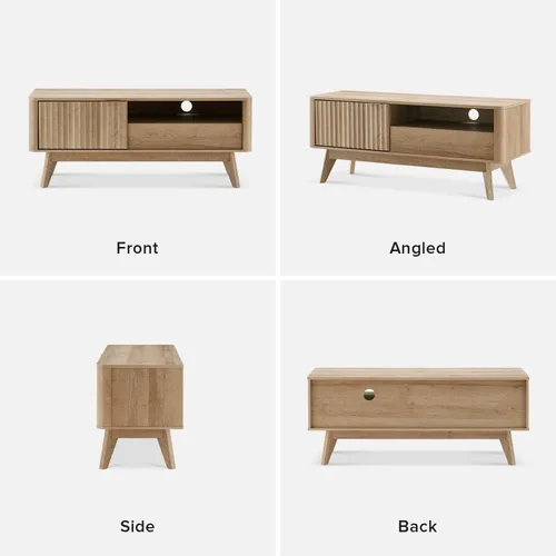 Miniatura 9 de mopio Brooklyn Soporte de TV Moderno de Mediados de Siglo, para TVs de hasta 50" / 59" Panel de Forma de Onda, Perfil Curvo Elegante con Estante