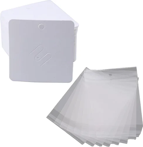 Miniatura 8 de Broche de papel kraft de 100 piezas, tarjetas con broche cuadrado, soporte para exhibir tarjetas, aretes marrones, etiqueta para vender joyas