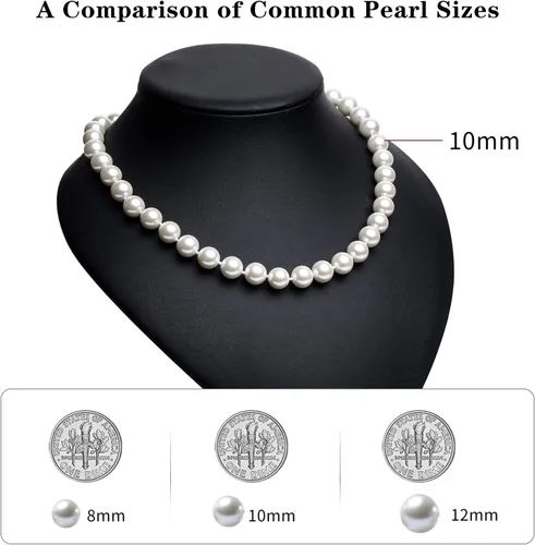 Miniatura 3 de Collar de perlas de imitación de 0.31 a 0.47pulgadas8-12mm, multicolor, gargantilla, joyas para mujer, 18 - 20pulgadas, Base de plata chapada