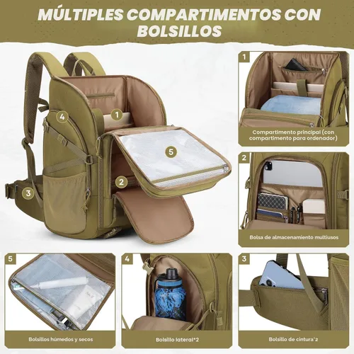 Miniatura 3 de Maelstrom Mochila táctica para hombre, resistente al agua, mochila militar de 40 L, para senderismo, campamento, gimnasio con sistema Molle, 15,6