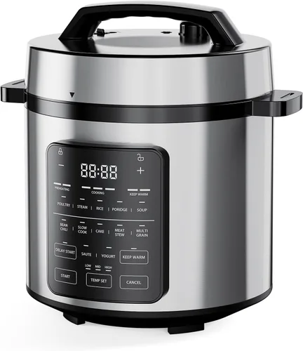 DUMOS Olla de presión eléctrica 12 en 1 de 5.67 L de acero inoxidable multifuncional eléctrica para presión, arroz, vaporizador, yogurtera, cocción