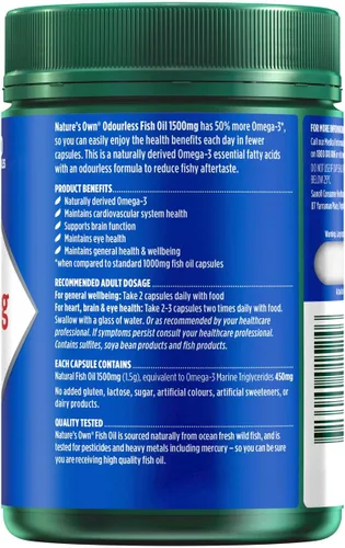 Miniatura 2 de Nature's Own - Aceite de pescado (1500 mg, 200 cápsulas sin olor)