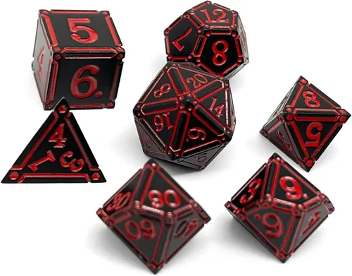 Norse Foundry Ironworks - Juego de dados de metal, Efrett Flames, juego de 7 piezas prémium para aventuras de D&D y RPG, construcción de aleación de