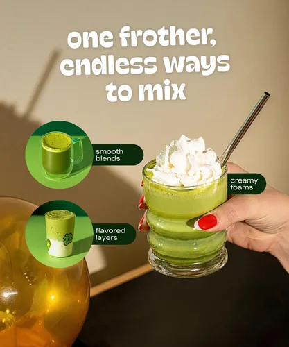 Miniatura 4 de Matcha DNA Varita espumadora de leche de mano. Batidor eléctrico de matcha de acero inoxidable, ligero. Mezclador de mano para café, matcha lattes