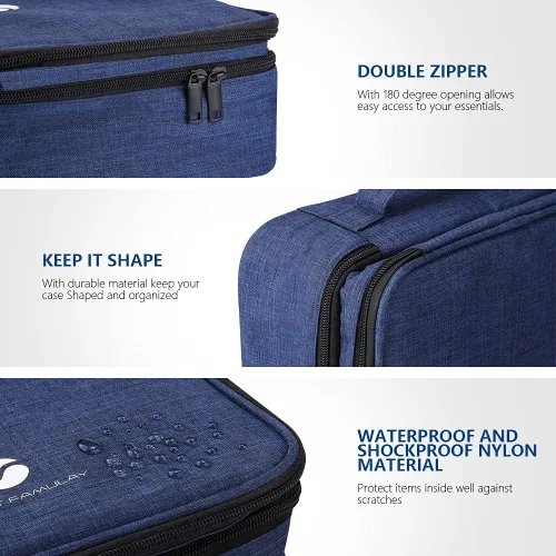Miniatura 2 de ORIENT FAMULAY Organizador de Electrónica de Viaje, Bolsa Organizadora de Cables Resistente al Agua de Doble Capa Grande, Bolsa de Almacenamiento