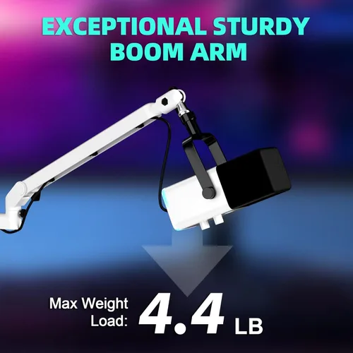 Miniatura 4 de Brazo de Micrófono de Bajo Perfil Brazo de Boom de Micrófono Profesional Ajustable con Elevador de 15cm Montaje de Escritorio Sólido Abrazadera