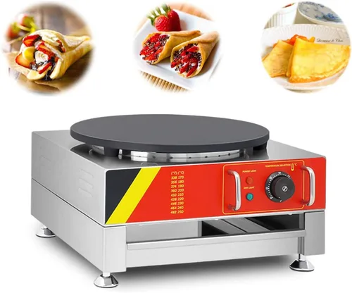 Miniatura 2 de Fabricante eléctrico de crepé, fabricante de panqueques grande de 16 pulgadas, plancha de crepé con esparcidor de madera, máquina eléctrica 110V