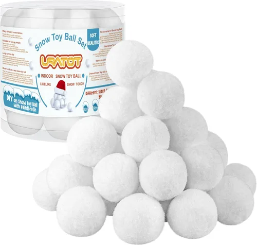 URATOT - Paquete de 25 bolas de juguete de nieve para interiores para niños, bolas de nieve de felpa falsas suaves, bolas de nieve artificiales para