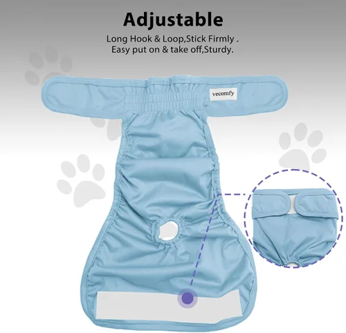 Miniatura 4 de Vecomfy - Pañales reutilizables para perras pequeñas, (paquete de 4) pañales absorbentes fáciles para cachorros, para orinar, en calor, bragas