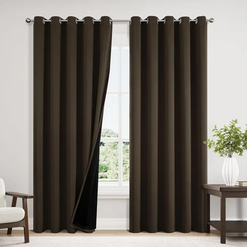 Miniatura 26 de ChrisDowa - Cortinas 100% opacas, para dormitorio, con forro negro, 2 capas gruesas, aislamiento térmico y ojales, 63 pulgadas de largo, juego de 2