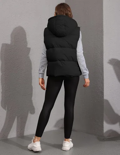 Miniatura 6 de Lentta Chaleco acolchado sin mangas para invierno cálido con capucha para mujer
