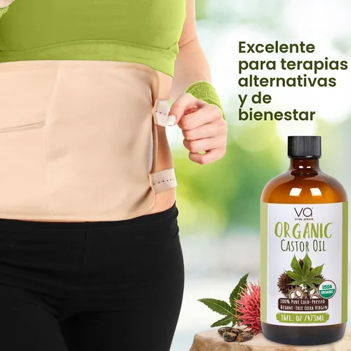 Miniatura 4 de VITAL AFFAIR Aceite de Ricino Puro Orgánico Prensado en Frío Sin Refinar Botella de Vidrio - Certificado USDA para Paquete de Aceite de Ricino