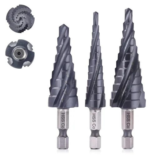 M35 - Juego de brocas escalonadas de cobalto de cuatro estrías en espiral de 1/8 a 7/8 pulgadas, grado industrial, resistente al desgaste,