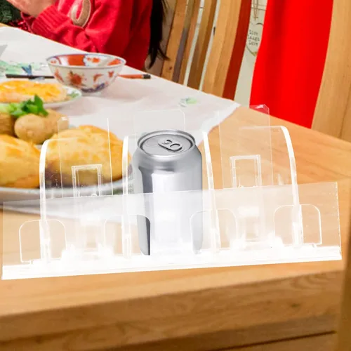 Miniatura 3 de Zerodeko Dispensador de bebidas para nevera: 3 unids Organizador de latas de soda autoempujante para refrigerador Empujador de bebidas ajustable