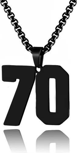 Miniatura 77 de Collar de Número Dorado para Hombre, Cadena de Acero Inoxidable con Colgante de Número para Atletas, Joyería Deportiva Personalizada para Niños