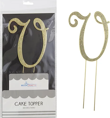 Miniatura 9 de Mega Crafts Decoración para tartas con diamantes de imitación dorados brillantes y cristales brillantes y aleación de metal duradero, ideal
